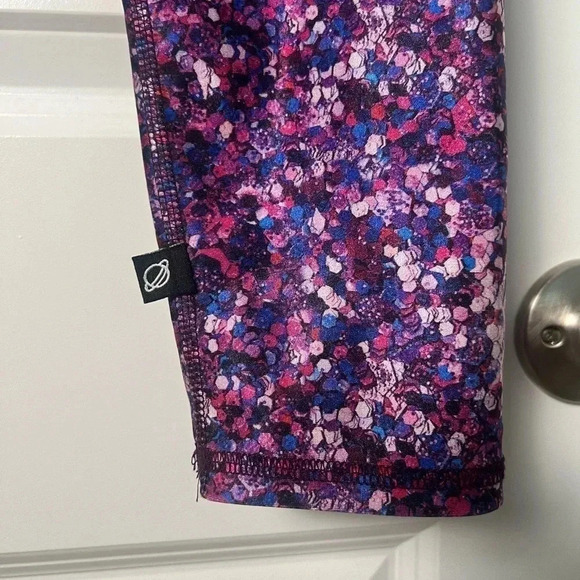 Peloton Cycle x Terez Active Leggings Logo Purple Speckles Womens Size M - Picture 6 of 14